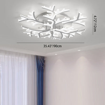 Contemporary Creative Snowflake Shape Iron Acrylic LED Semi-Flush Mount Ceiling Light For Bedroom