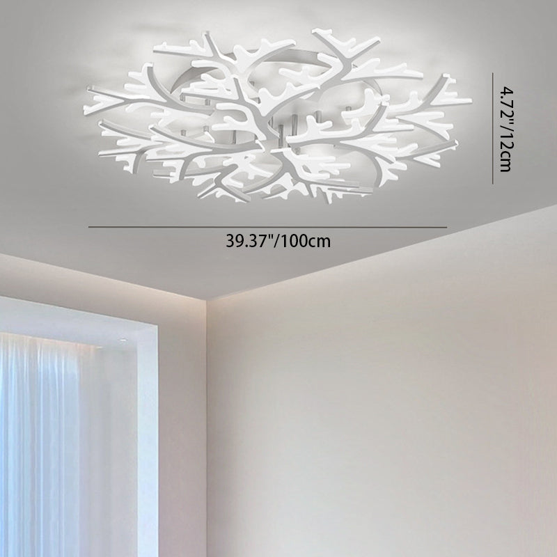 Contemporary Creative Snowflake Shape Iron Acrylic LED Semi-Flush Mount Ceiling Light For Bedroom