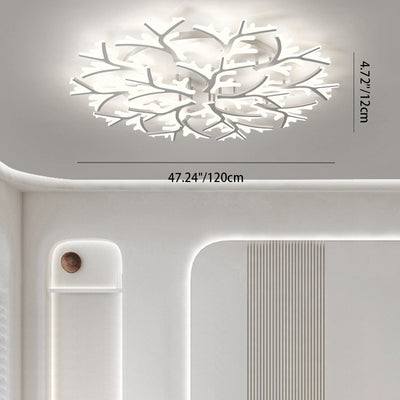 Contemporary Creative Snowflake Shape Iron Acrylic LED Semi-Flush Mount Ceiling Light For Bedroom