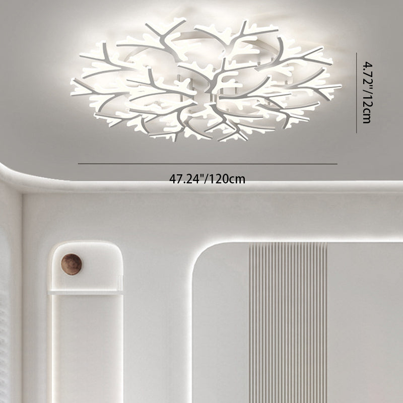 Contemporary Creative Snowflake Shape Iron Acrylic LED Semi-Flush Mount Ceiling Light For Bedroom