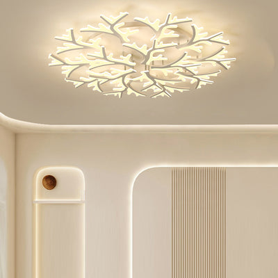 Contemporary Creative Snowflake Shape Iron Acrylic LED Semi-Flush Mount Ceiling Light For Bedroom