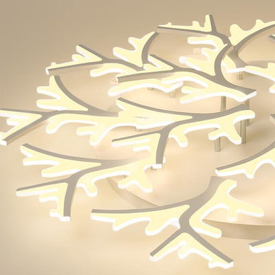 Contemporary Creative Snowflake Shape Iron Acrylic LED Semi-Flush Mount Ceiling Light For Bedroom