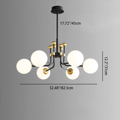 Contemporary Nordic Iron Frame Glass Globe 4/6/8-Light Chandeliers For Dining Room