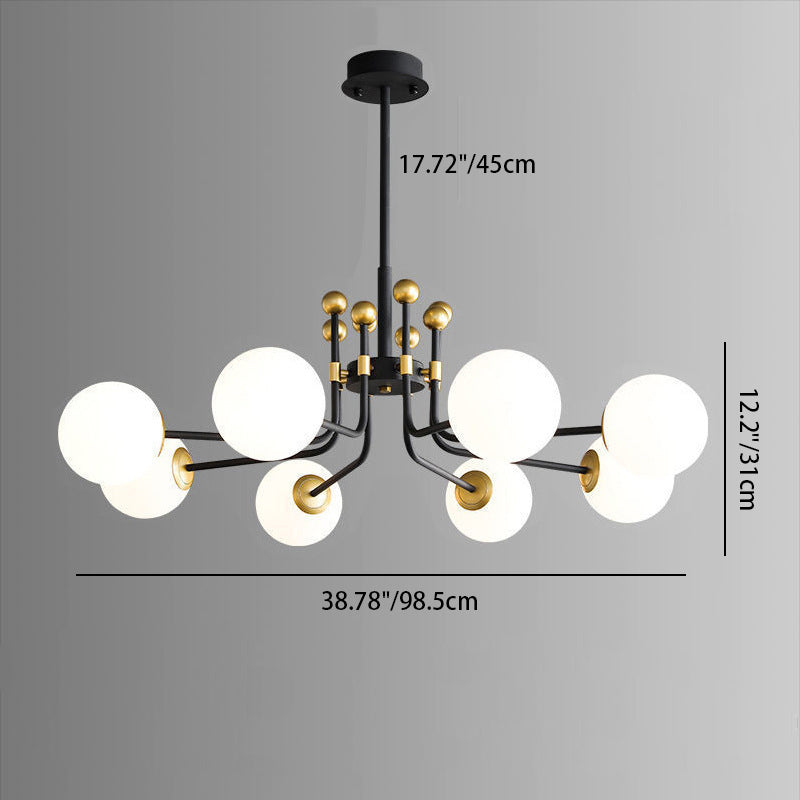 Contemporary Nordic Iron Frame Glass Globe 4/6/8-Light Chandeliers For Dining Room