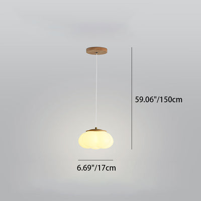 Contemporary Nordic Cord Drum Wood PE 1-Light Pendant Light For Living Room