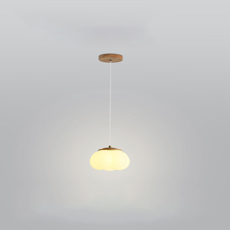 Contemporary Nordic Cord Drum Wood PE 1-Light Pendant Light For Living Room