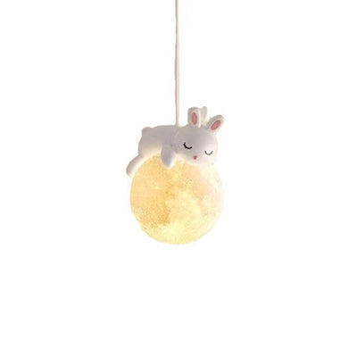 Contemporary Creative Kids Rabbit Bear Animal Iron Resin PLA 1-Light Wall Sconce Lamp For Bedroom