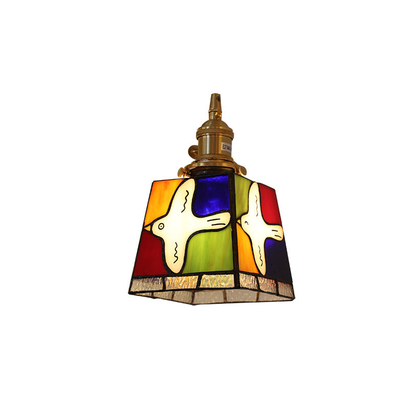 Modern Art Deco Brass Colorful Glass Dove Of Peace 1-Light Pendant Light For Bedroom