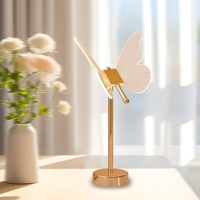 Contemporary Nordic USB Rechargeable Butterfly Iron Acrylic LED Table Lamp For Bedroom