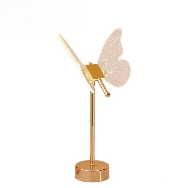 Contemporary Nordic USB Rechargeable Butterfly Iron Acrylic LED Table Lamp For Bedroom