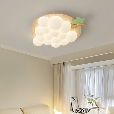 Contemporary Creative Kids Grape Iron PE LED Flush Mount Ceiling Light For Bedroom