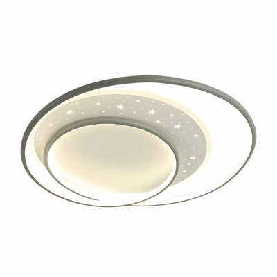 Contemporary Nordic Iron Silicone Acrylic Combo Round Star LED Flush Mount Ceiling Light For Bedroom