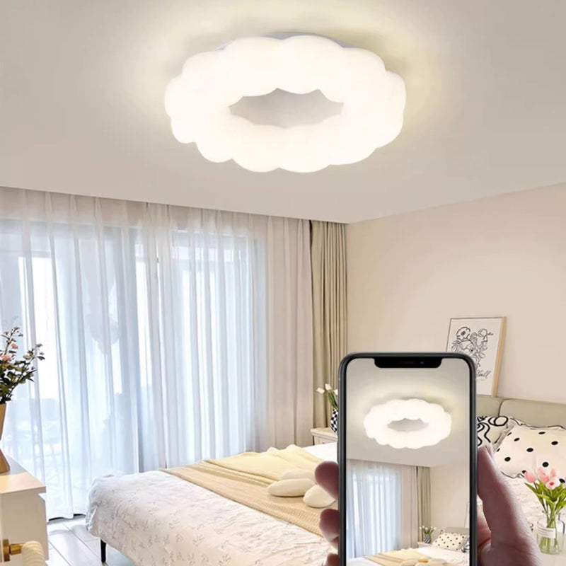 Contemporary Nordic Cloud Shape Iron PE LED Flush Mount Ceiling Light For Bedroom