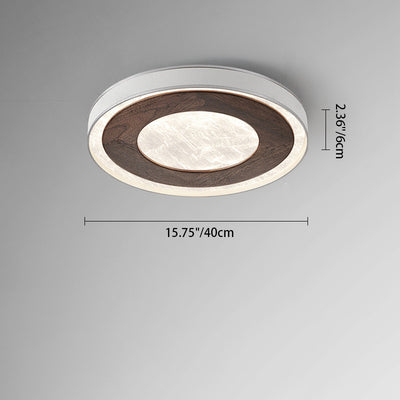 Modern Luxury Walnut Wood Acrylic Round LED Flush Mount Ceiling Light For Living Room