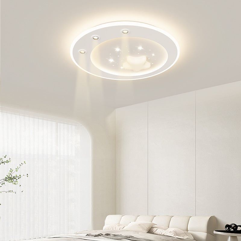 Contemporary Simplicity Iron PE Acrylic Round Star LED Spotlight Flush Mount Ceiling Light For Living Room