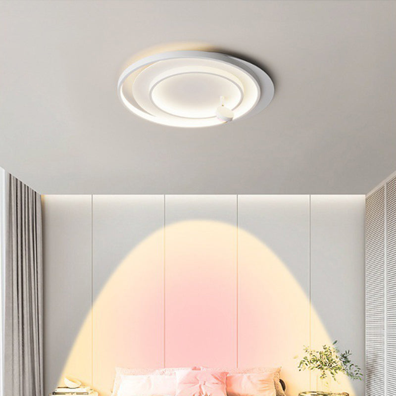 Contemporary Creative Hardware Aluminum Acrylic Oval Rotatable Sunset Spotlight LED Flush Mount Ceiling Light For Bedroom