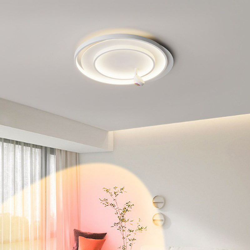 Contemporary Creative Hardware Aluminum Acrylic Oval Rotatable Sunset Spotlight LED Flush Mount Ceiling Light For Bedroom