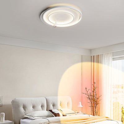 Contemporary Creative Hardware Aluminum Acrylic Oval Rotatable Sunset Spotlight LED Flush Mount Ceiling Light For Bedroom