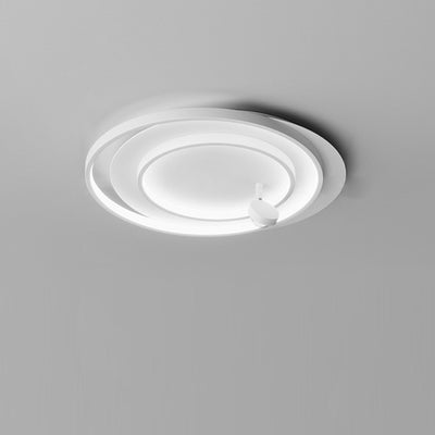 Contemporary Creative Hardware Aluminum Acrylic Oval Rotatable Sunset Spotlight LED Flush Mount Ceiling Light For Bedroom