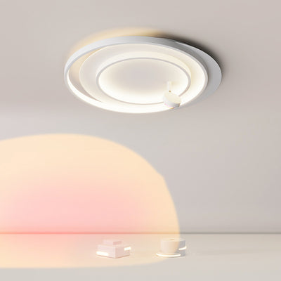 Contemporary Creative Hardware Aluminum Acrylic Oval Rotatable Sunset Spotlight LED Flush Mount Ceiling Light For Bedroom