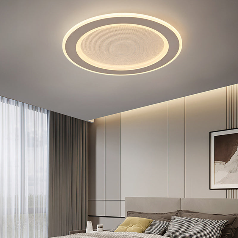 Modern Minimalist Round Iron Aluminum Acrylic LED Flush Mount Ceiling Light For Living Room