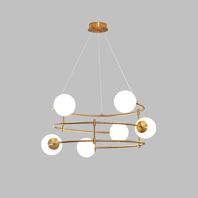 Contemporary Nordic Iron Frame Frosted Glass Balance 4/6-Light Chandelier For Living Room