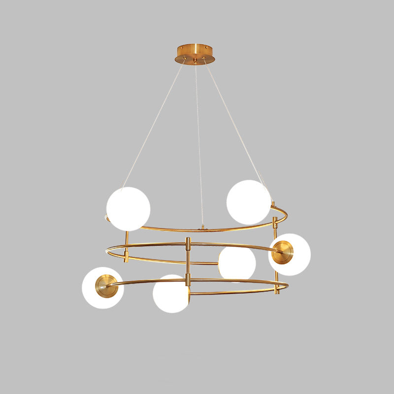 Contemporary Nordic Iron Frame Frosted Glass Balance 4/6-Light Chandelier For Living Room