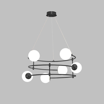 Contemporary Nordic Iron Frame Frosted Glass Balance 4/6-Light Chandelier For Living Room