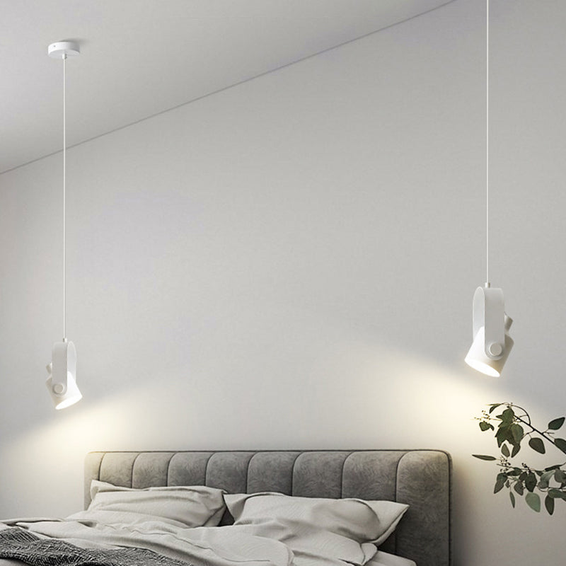 Contemporary Nordic Iron Curved Adjustable Swivel Spotlight 1-Light Pendant Light For Bedroom