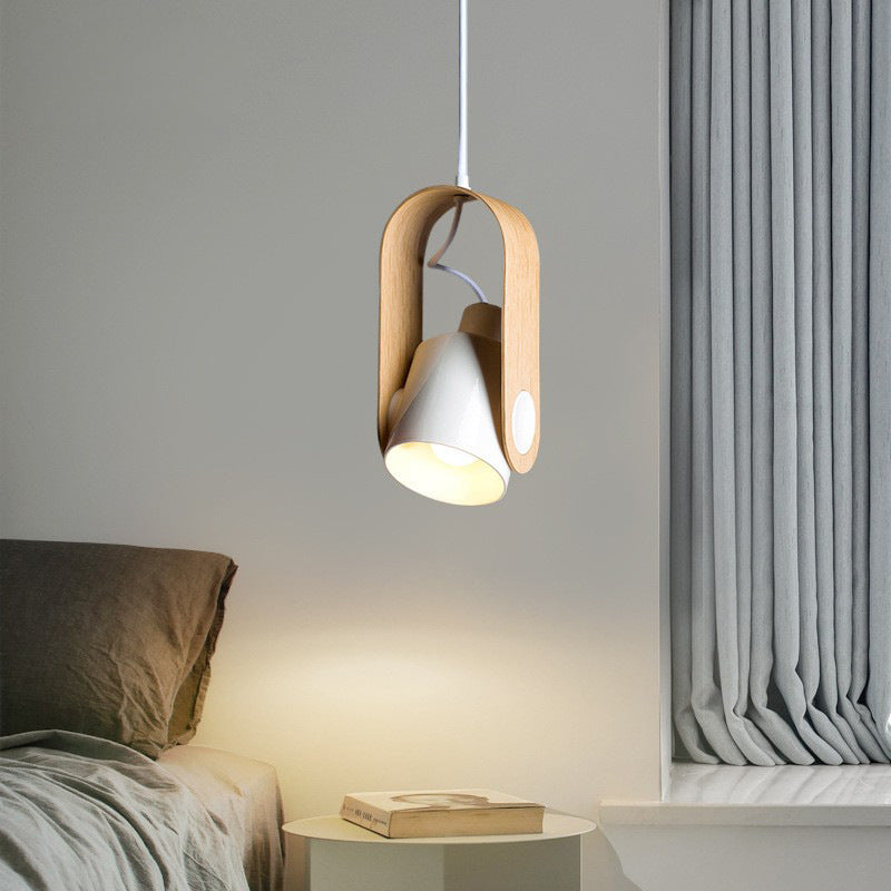 Contemporary Nordic Iron Curved Adjustable Swivel Spotlight 1-Light Pendant Light For Bedroom