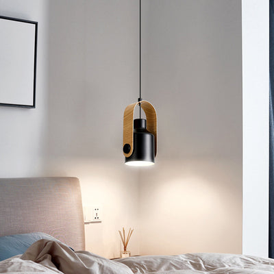 Contemporary Nordic Iron Curved Adjustable Swivel Spotlight 1-Light Pendant Light For Bedroom