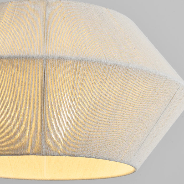 Traditional French Wood Hemp Rope Flying Saucer 3-Light Flush Mount Ceiling Light For Bedroom