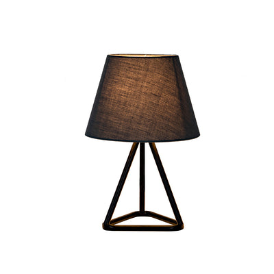 Modern Minimalist Round Trapezoidal Fabric Iron Tripod 1-Light Table Lamp For Bedroom