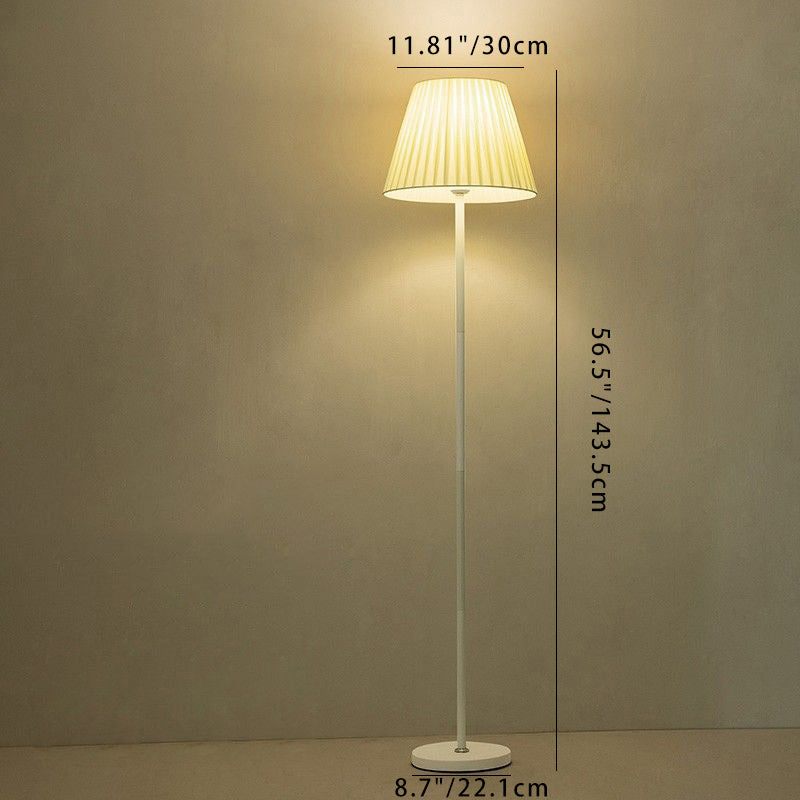 Moderne minimalistische Zylinder lange Stange Eisen Stoff 1-Licht stehende Stehlampe für Schlafzimmer 