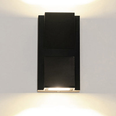 Modern Minimalist Waterproof Up And Down Geometric Square Aluminum Acrylic LED Outdoor Wall Sconce Lamp For Outdoor Patio