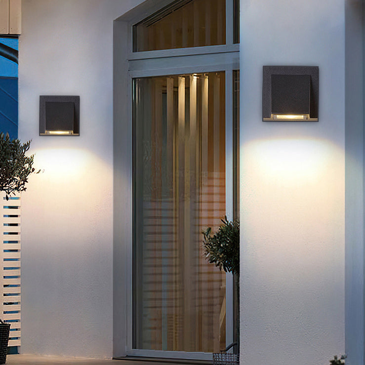 Modern Minimalist Waterproof Up And Down Geometric Square Aluminum Acrylic LED Outdoor Wall Sconce Lamp For Outdoor Patio