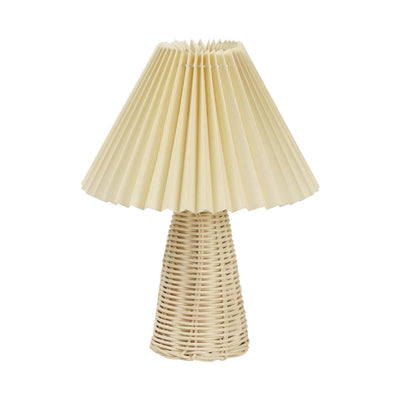 Zeitgenössische Boho Hutform Rattan Metall 1-Licht Tischlampe für Schlafzimmer 