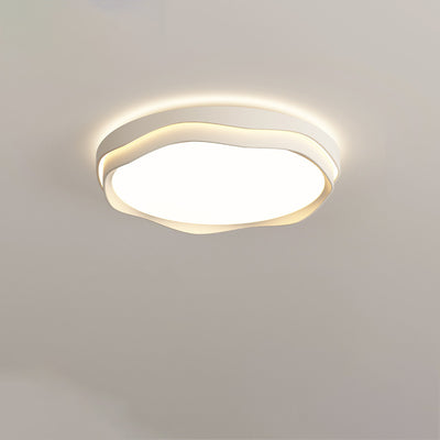 Modern Minimalist Cream Square Round Iron Acrylic PE LED Flush Mount Ceiling Light For Bedroom