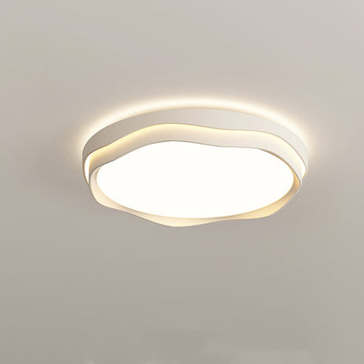 Modern Minimalist Cream Square Round Iron Acrylic PE LED Flush Mount Ceiling Light For Bedroom