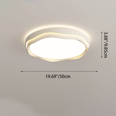 Modern Minimalist Cream Square Round Iron Acrylic PE LED Flush Mount Ceiling Light For Bedroom