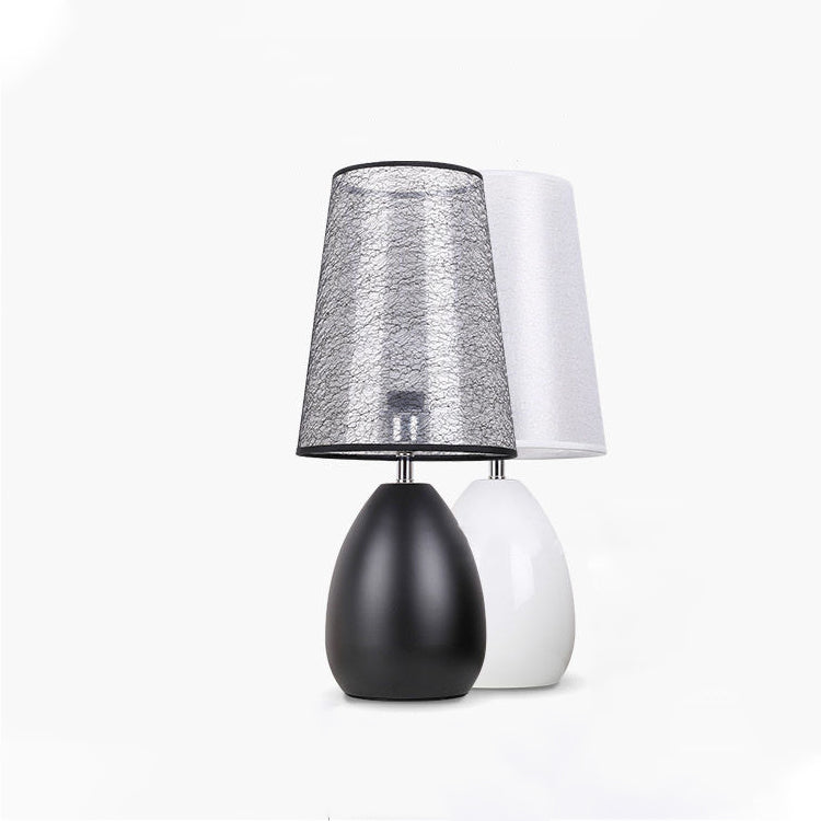 Contemporary Luxury Trapezoidal Crack Fabric Shade Iron 1-Light Table Lamp For Bedroom