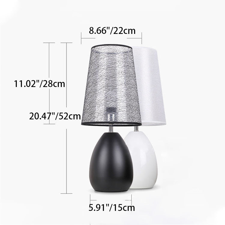 Contemporary Luxury Trapezoidal Crack Fabric Shade Iron 1-Light Table Lamp For Bedroom