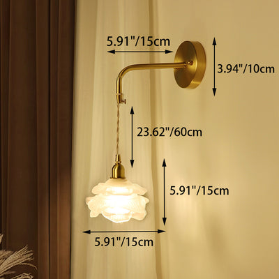 Contemporary Luxury Rose Glass Brass 1-Light Wall Sconce Lamp For Living Room