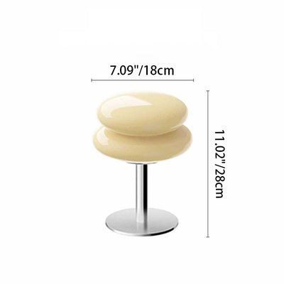 Modern Minimalist Double Layer Cake Shape Glass Iron 1-Light Table Lamp For Bedroom