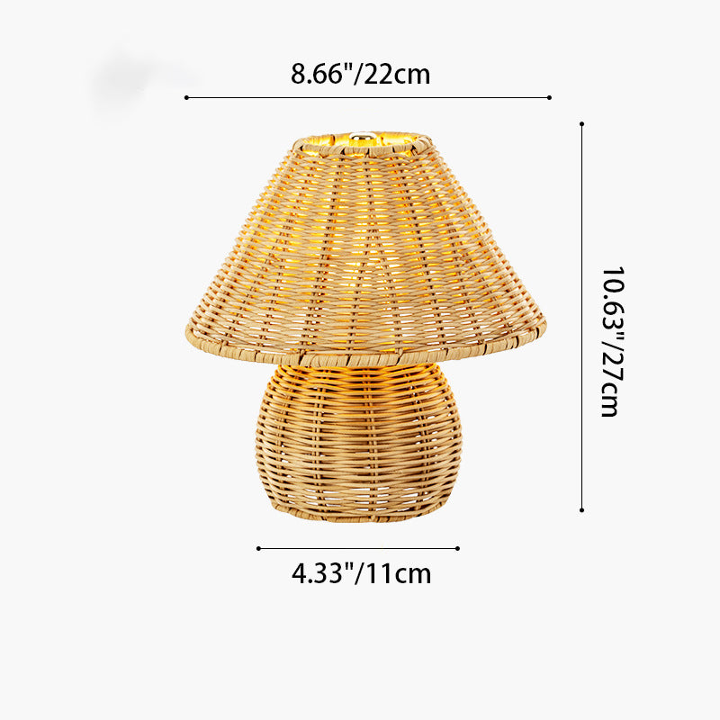 Traditional Japanese Ball Base Cone Shape Bamboo Hemp Rope Iron USB LED Table Lamp For Bedroom