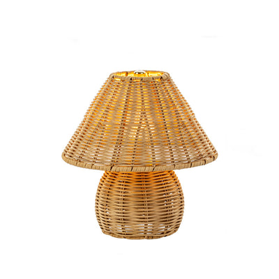 Traditional Japanese Ball Base Cone Shape Bamboo Hemp Rope Iron USB LED Table Lamp For Bedroom