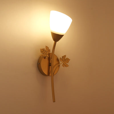 Contemporary Creative Rose Flower Glass Iron 1/2 Light Wall Sconce Lamp For Bedroom