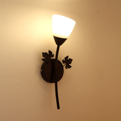 Contemporary Creative Rose Flower Glass Iron 1/2 Light Wall Sconce Lamp For Bedroom