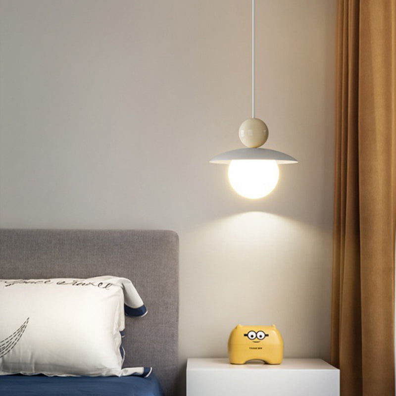 Contemporary Nordic Iron PE Ball LED Pendant Light For Bedroom