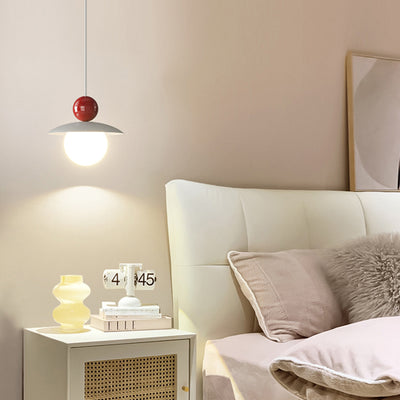 Contemporary Nordic Iron PE Ball LED Pendant Light For Bedroom